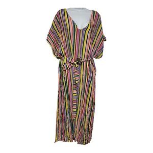 NWT Eloquii Colorful Striped Caftan Maxi Dress Plus Size 26 Summer Spring Resort